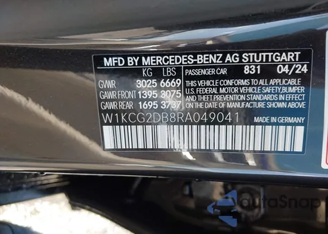 2024 Mercedes-Benz Eqs 450+ from USA, damaged, VIN W1KCG2DB8RA049041